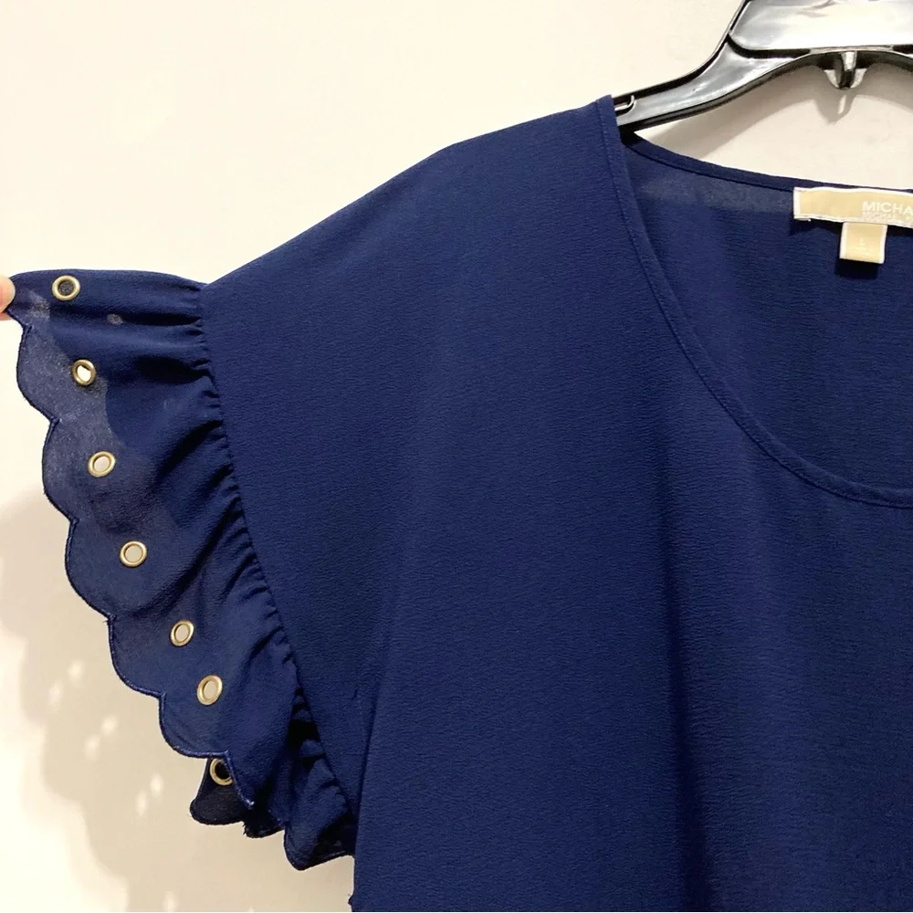 MICHAEL Michael Kors Women’s Navy Blue Short Sleeve Top